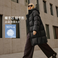 坦博尔 高充绒量连帽羽绒服女中长款加厚