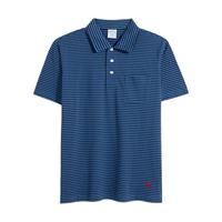 布克兄弟 Brooks Brothers男士23夏新纯棉翻领条纹休闲短袖POLO衫