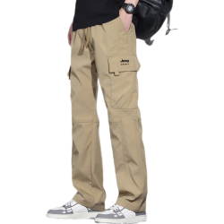 JEEP SPIRIT 吉普工装裤男士裤子男春夏季休闲裤男直筒多口袋男裤 卡其色 XL