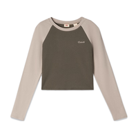 Levi's李维斯24秋季女士修身短款显瘦时尚拼色长袖T恤 绿杏拼色 002I6-0001 S