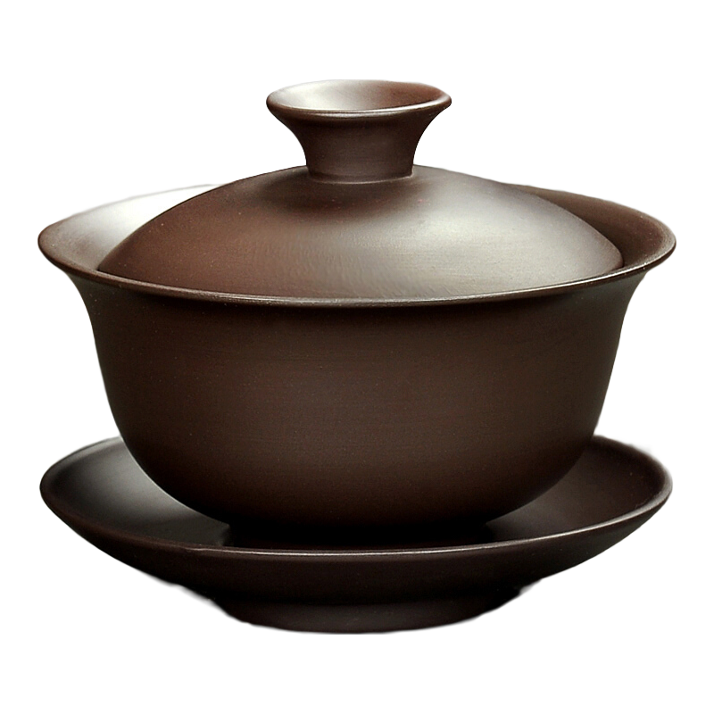 唐丰（TANGFENG） 茶具配件 原矿紫砂紫泥盖碗 实用功夫茶具三才碗 茶碗茶杯 传情盖碗
