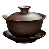 唐丰(TANGFENG) 茶具配件 原矿紫砂紫泥盖碗 实用功夫茶具三才碗 茶碗茶杯 传情盖碗