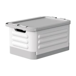 邦尼美家 书本拉杆收纳箱可折叠带滑轮灰白色-大号 1个装