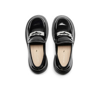 RED DRAGONFLY 红蜻蜓 2024秋季厚底时尚通勤乐福鞋学院风女单鞋小皮鞋WBB34401黑色