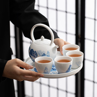  苏氏陶瓷 国潮青花 功夫茶具套装 干泡盘