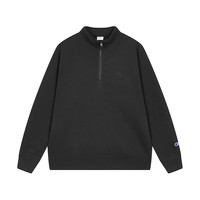 Champion冠军半拉链翻领卫衣男25冬季半开襟纯色上衣女简约秋 黑色 XL