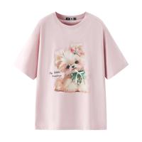 森马 Semir短袖T恤女中长款设计感图案2025蝴蝶结纯棉宽松夏装可爱