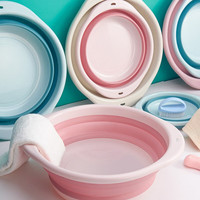 移动端、京东百亿补贴：加加林 折叠盆洗脸盆家用宿舍用婴儿盆子便携式压缩旅行 中号粉色