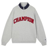 【丁禹兮同款】Champion冠军半拉链翻领卫衣男25冬季休闲红色