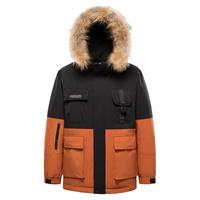 【高峰滑雪系列】大毛领短款羽绒服冬时尚工装风防寒连帽羽绒服男