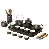 陆宴丨京红运真裸价·功夫茶具套装茶杯茶壶高档黑陶提梁壶17件