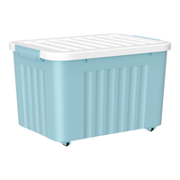 空间专家 SPACEXPERT带轮塑料收纳箱特大号储物箱书箱儿童玩具整理搬家打包周转箱 蓝色 【实测盛水容积36L】三只装