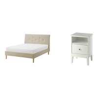 宜家（IKEA）IDANAS宜达奈储物软包床架单双人床家用带储物柜靠背床 无储物软包床架(无床垫)150x200cm+床头桌