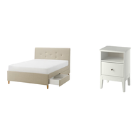 宜家（IKEA）IDANAS宜达奈储物软包床架单双人床家用带储物柜靠背床 储物软包床架(无床垫) 150x200cm+床头桌