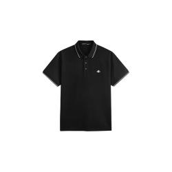 GXG 男装 夏季领口撞色简约刺绣休闲短袖Polo衫男短袖 黑色 L