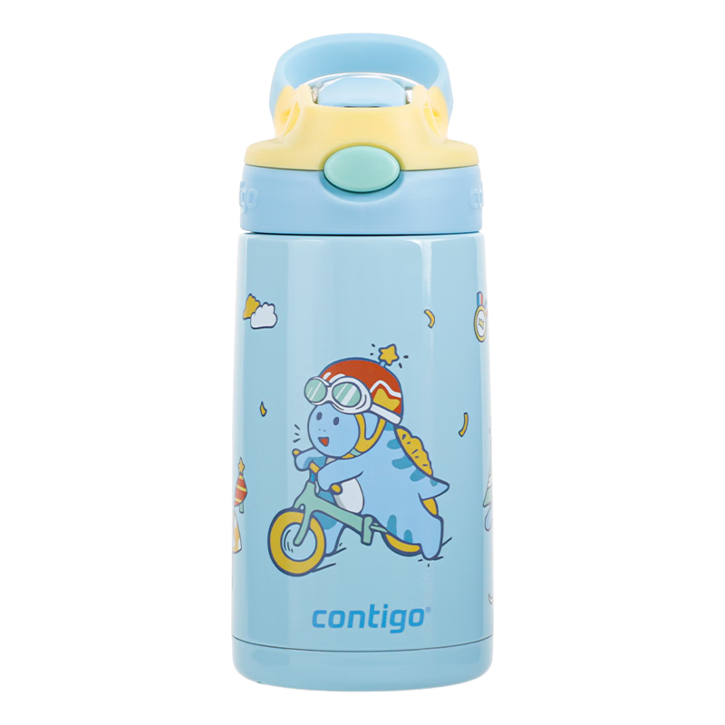 contigo儿童316L不锈钢吸管保温水杯HBC-GIZ308VP+平衡车恐龙400ml 平衡车恐龙【杯套】 400ml