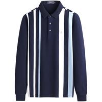 FIRS 杉杉 亲肤翻领长袖T恤男条纹商务舒适质感polo衫