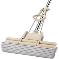 百世优品对折胶棉拖把吸水海绵拖布免手洗挤水式地拖懒人家用办公拖地 27cm滚轮胶棉拖【共1头】