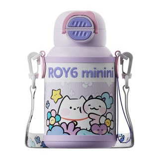 HAERS ROY6 儿童保温杯赠杯套杯带 紫570ml 赠杯套