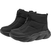 斯凯奇（Skechers）冬靴冬季女鞋厚底增高雪地靴保暖棉鞋中高帮加绒耐磨面包靴168062 全黑色/BBK 35