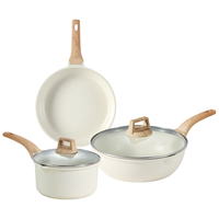 卡罗特锅具套装不粘锅麦饭石全套家用电燃通用厨具煎锅炒锅奶锅三件套 【采销甄选】炒煎奶锅3件套 28cm