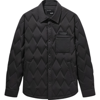GXG男装菱格纹衬衫式轻薄羽绒服男鹅绒外套 24冬季 黑色 165/S