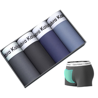 CabraKalani 男士内裤男莫代尔平角抗菌中腰冰丝四角男生运动大码男式裤头裤衩 A1CK品牌专柜灰蓝灰黑莫代尔 XL（110-135斤）