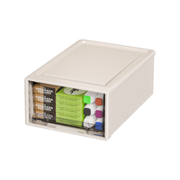 稻草熊桌面整洁收纳盒抽屉式文具书桌整理盒宿舍用品储物盒化妆品整理盒 茶透色/小号 2个装