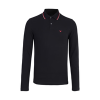 阿玛尼 EMPORIO ARMANI(ARMANI)奢侈品男装小鹰标logo男士立领长袖POLO衫黑色 XL