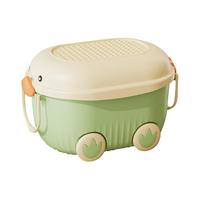 稻草熊玩具收纳箱儿童积木整理箱塑料大容量零食储物箱宝宝衣服储物盒子 樱花粉【3个装】 萌鸭收纳箱【47*31*28cm】