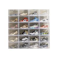 欧曼蒂（OMANTI）鞋盒透明磁吸侧开门收纳盒鞋柜亚克力防氧化手办收纳箱鞋墙展示盒 【白色侧开门】【磁吸鞋盒10个】