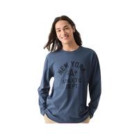 Gap男女装2025春季印花logo长袖T恤美式复古风上衣内搭723841 灰蓝色 2XL (185/104A)亚洲尺码