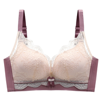 创颜【2件装】无钢圈内衣女聚拢无痕薄款收副乳防下垂文胸罩礼盒包装 蓝色+紫色(2件) 36/80AB