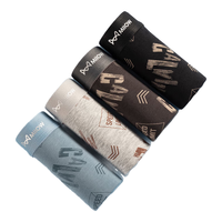 猫人(MiiOW)男士内裤男时尚印花内裤60S新疆精梳棉100%纯棉抑菌底裆 4条装 2XL(130-150斤)