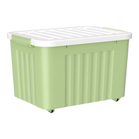 空间专家 SPACEXPERT带轮塑料收纳箱特大号储物箱书箱儿童玩具整理搬家打包周转箱 绿色 【实测盛水容积80L】三只装