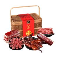 滕香阁老字号腊味礼盒金华火腿肉香肠酱鸭特产1.85kg 臻选腊味竹篮礼盒1850g