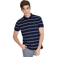 七匹狼短袖T恤男短袖冰丝光棉条纹POLO保罗衫男士夏季凉感打底衫短T男装 109(天蓝) 175/92A(XL) 180/96A(XXL) 101(藏青)