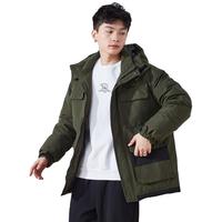 唐狮 TONLION冬季羽绒服男口袋拼接脱卸短款连帽羽绒服秋冬
