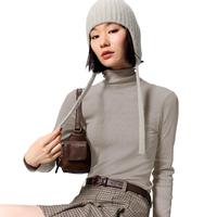 GU极 女装弹力罗纹两翻领T恤打底衫舒适保暖吸汗发热24冬新351422