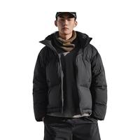 太平鸟男装连帽面包服男冬季潮流美式宽松羽绒服短款 黑色第一批 L