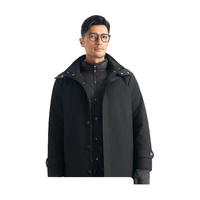 衬衫老罗一衣三穿冬季羽绒服连帽男士外套商务休闲户外高端男装249B0D511M 黑色 58