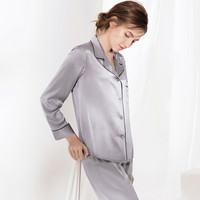 金三塔 睡衣女真丝桑蚕丝可外穿短袖丝绸睡衣家居服 高级灰