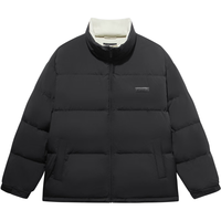 GXG男装 简约内里撞色立领面包服男士轻蓬羽绒服外套 24冬季 黑色 170/M