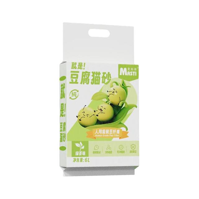 MASTI 豆腐猫砂6L豌豆活性炭除臭猫砂 绿茶奶香味吸水猫舍无尘吸水除臭 2kg 豆腐猫砂活性炭 4袋装