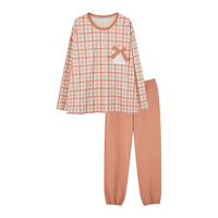 芬腾睡衣女保暖中领单衣可叠穿纯色上衣打底女士保暖内衣 黑色 L