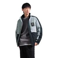 HLA海澜之家羽绒服男立领短款鸭绒撞色拼接服帖外套男HWRAJ4U039A 浅蓝镶拼39 165/84A S114~124斤