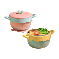 COOKSS 儿童餐具宝宝辅食碗婴儿碗316不锈钢新生儿注水保温碗可拆卸粉色 热卖注水保温碗-