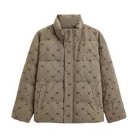 GXG冬季时尚满印休闲保暖加厚立领短款羽绒服鸭绒冬季