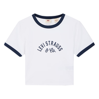 Levi's李维斯24春季女士短袖T恤拼色复古轻薄舒适休闲百搭 白色 000S9-0000 XS