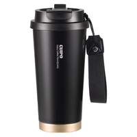 cuipo保温杯咖啡杯陶瓷内胆便携大容量双饮水杯车载随身保冷杯520ml 黑色咖啡杯520ml【覆瓷内胆】